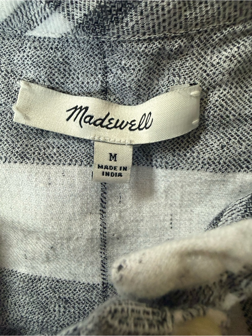 Madewell Gray and White Plaid Button-Front Shirt Lightweight Cotton - Picture 10 of 11